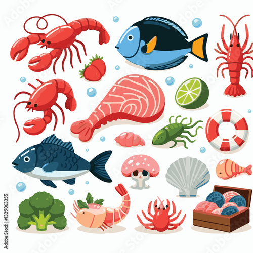 seafood, fish, restaurant, food, menu, dinner, sea, sketch, ocean, fresh, illustration, vector, vintage, market, shellfish, octopus, ink, meal, gourmet, shrimp, lobster, drawing, design, background, c