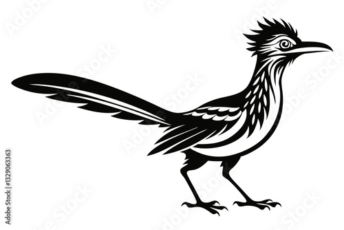 roadrunner line art silhouette vector illustration