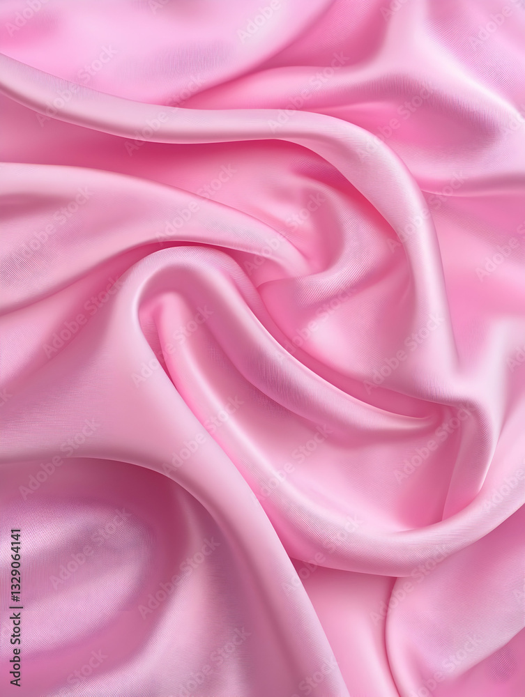 Fototapeta premium Soft pink satin fabric with elegant, flowing drapes and subtle sheen
