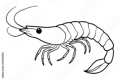 shrimp line art silhouette vector illustration