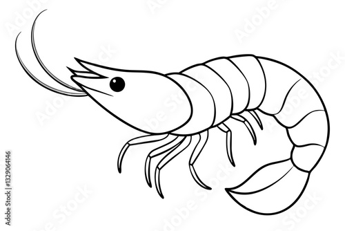 shrimp line art silhouette vector illustration