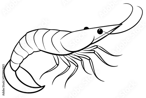 shrimp line art silhouette vector illustration