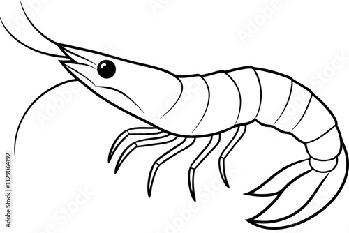 shrimp line art silhouette vector illustration