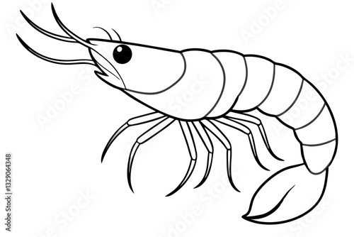 shrimp line art silhouette vector illustration