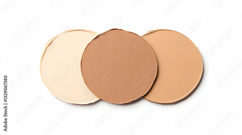 Three shades of creamy foundation swatches, showcasing light, medium, and tan tones Three shades of creamy foundation swatches, showcasing light, medium, and tan tones