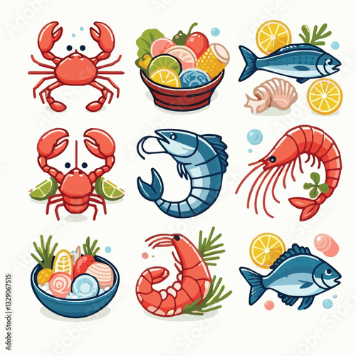 seafood, fish, restaurant, food, menu, dinner, sea, sketch, ocean, fresh, illustration, vector, vintage, market, shellfish, octopus, ink, meal, gourmet, shrimp, lobster, drawing, design, background, c