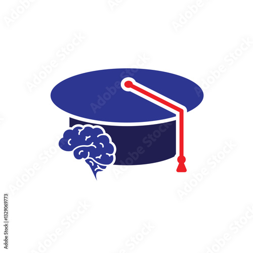 graduation icon. graduation cap toga vector with brain. explaining education, learning outcomes, bachelor. for events, celebrations, flyers. Solid design style