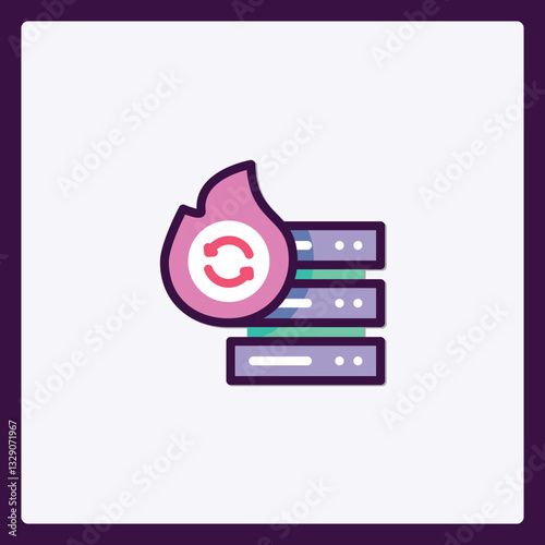 Server Data Backup, Recovery and Disaster Response Illustration Icon