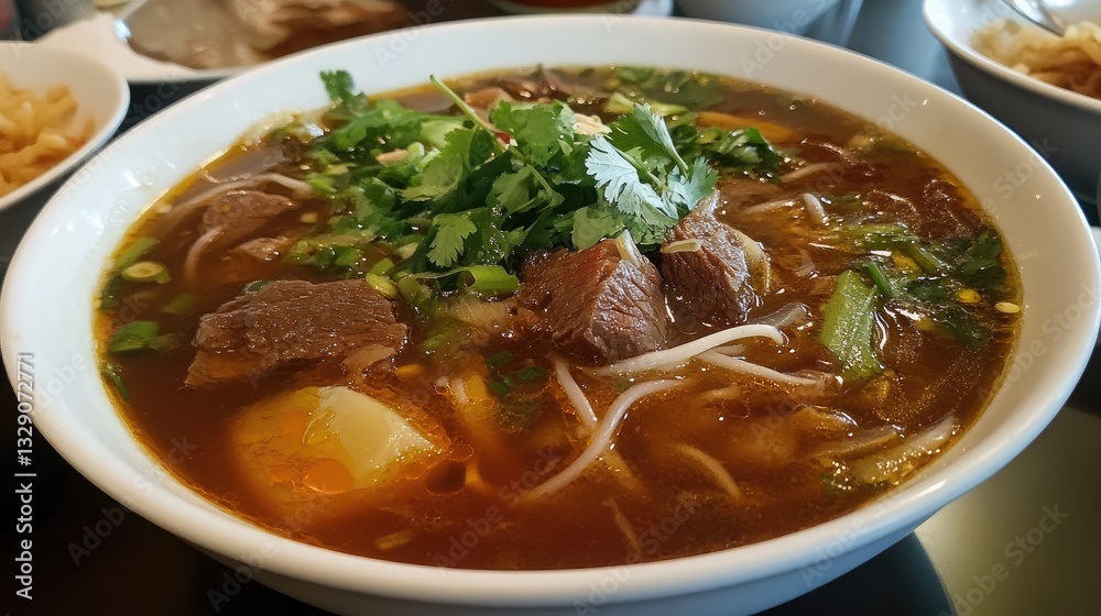 Freshly Made Beef Soup Bowl with Vegetables and Herbs in Bowl Close-Up Photography Freshly Made Beef Soup Bowl with Vegetables and Herbs in Bowl Close-Up Photography