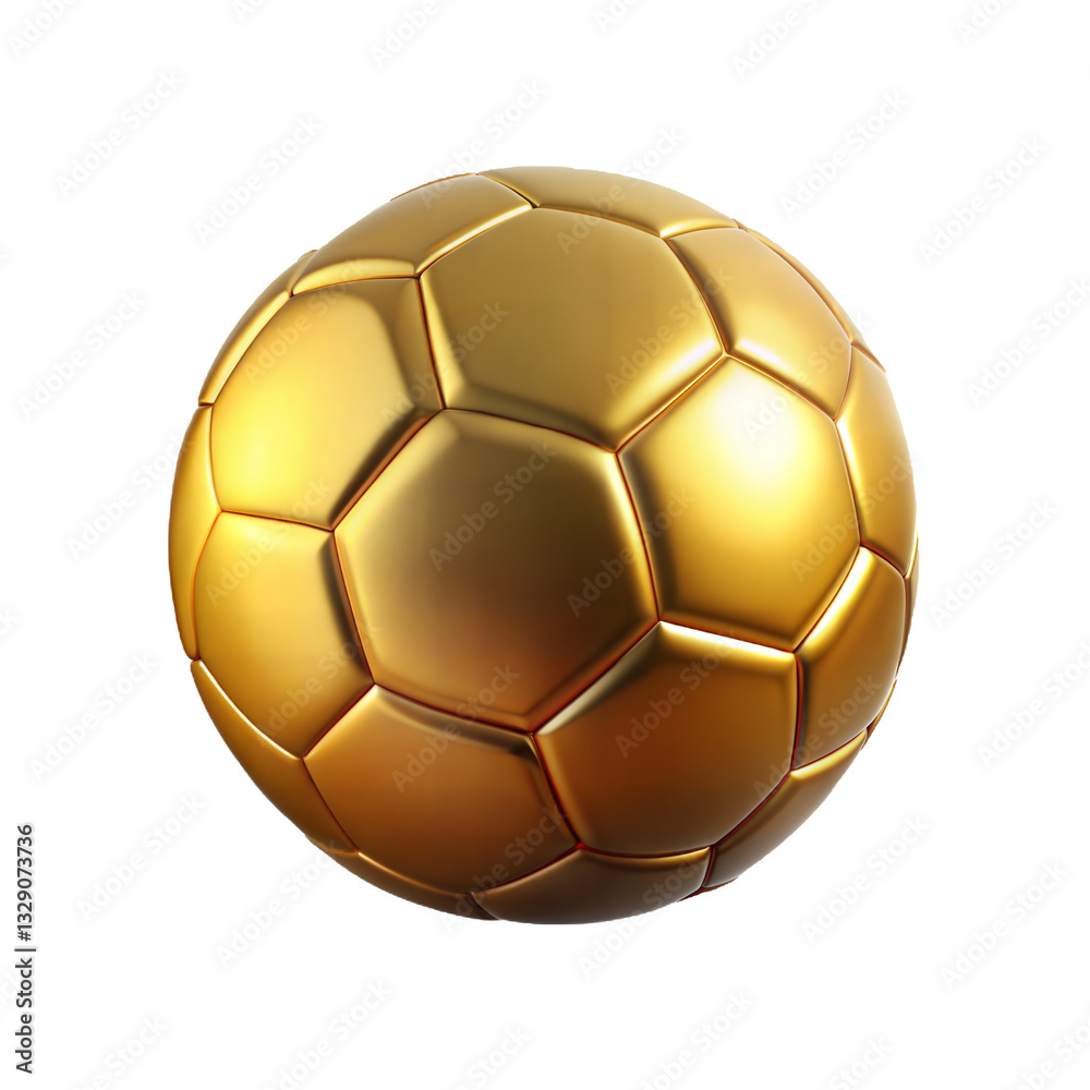 A golden soccer ball, perfect for sports graphics isolated on transparent background A golden soccer ball, perfect for sports graphics isolated on transparent background