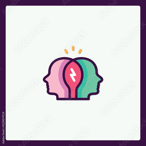 Creative collaboration brainstorming sharing ideas two heads one thought icon