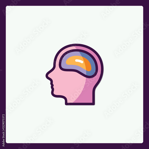 Head with internal brain vector symbol for medical or psychological usage