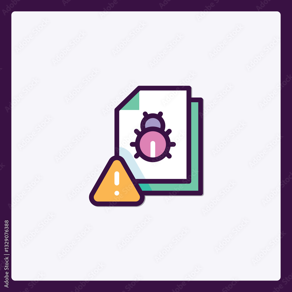Naklejka premium Alert icon highlighting a potential software bug on file documents