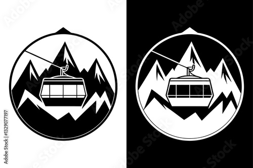 Minimalist Gondola Lift Silhouette High-Quality Vector Icon.