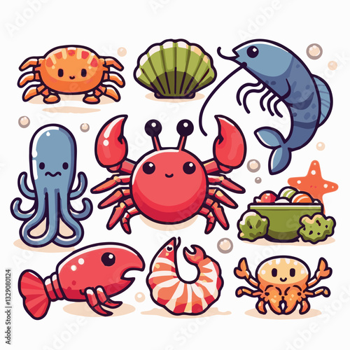 seafood, fish, restaurant, food, menu, dinner, sea, sketch, ocean, fresh, illustration, vector, vintage, market, shellfish, octopus, ink, meal, gourmet, shrimp, lobster, drawing, design, background, c