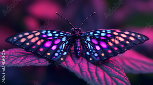 Vibrant butterfly displaying colors in nature close-up photography artistic environment photo