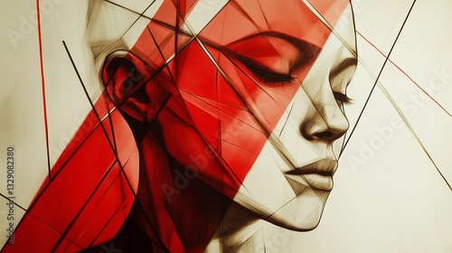 an abstract composition of loyalty with bold red lines