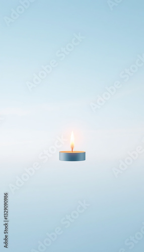 Ethereal Floating Candle: A Serene Glow in a Tranquil Sky