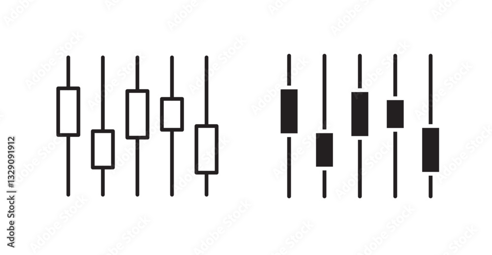 Chart candlestick line icon vector set. Chart candlestick line icon vector set.