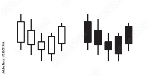 Chart candlestick line icon vector set.
