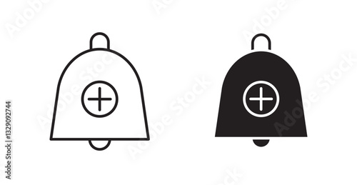 Cowbell circle plus line icon vector set.