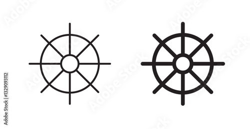 Dharmachakra line icon vector set.