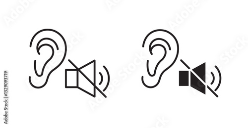 Ear deaf line icon vector set.
