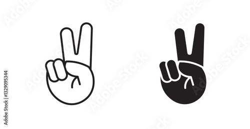 Hand peace line icon vector set.