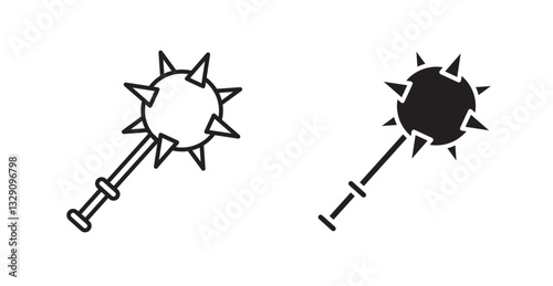 Mace line icon vector set.