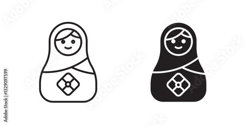 Nesting dolls line icon vector set.