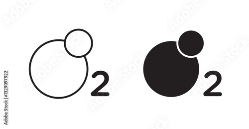 Oxygen O2 line icon vector set.