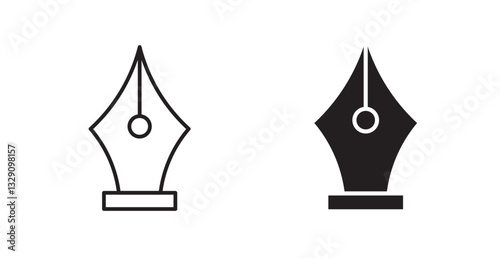 Pen nib line icon vector set.