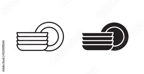 Plates line icon vector set.