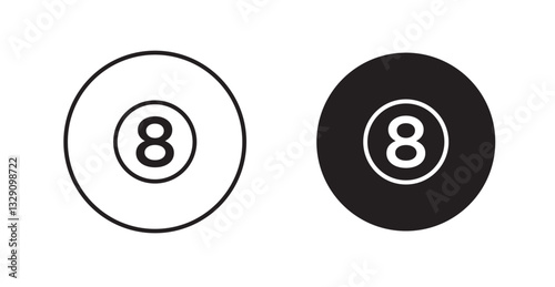 Pool 8 ball line icon vector set.