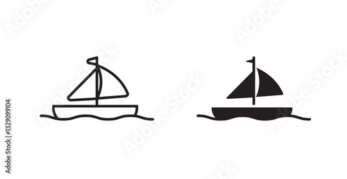 Sailboat line icon vector set.