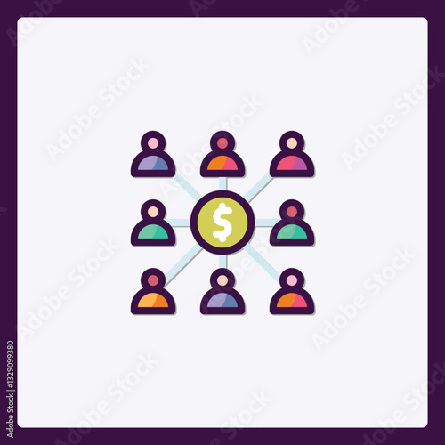 Decentralized Monetary System Icon Depicting Financial Connections