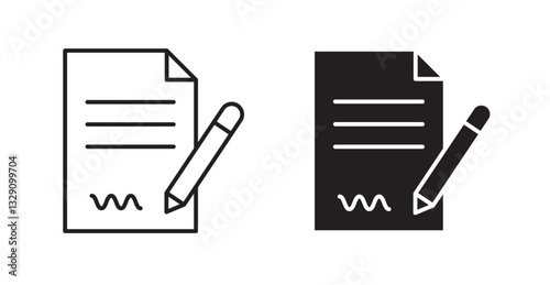 signature file line icon vector set.