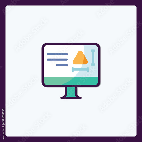 Creative process monitor illustration with design tool elements flat icon