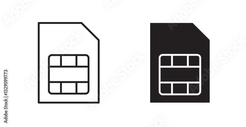 Sim card line icon vector set.