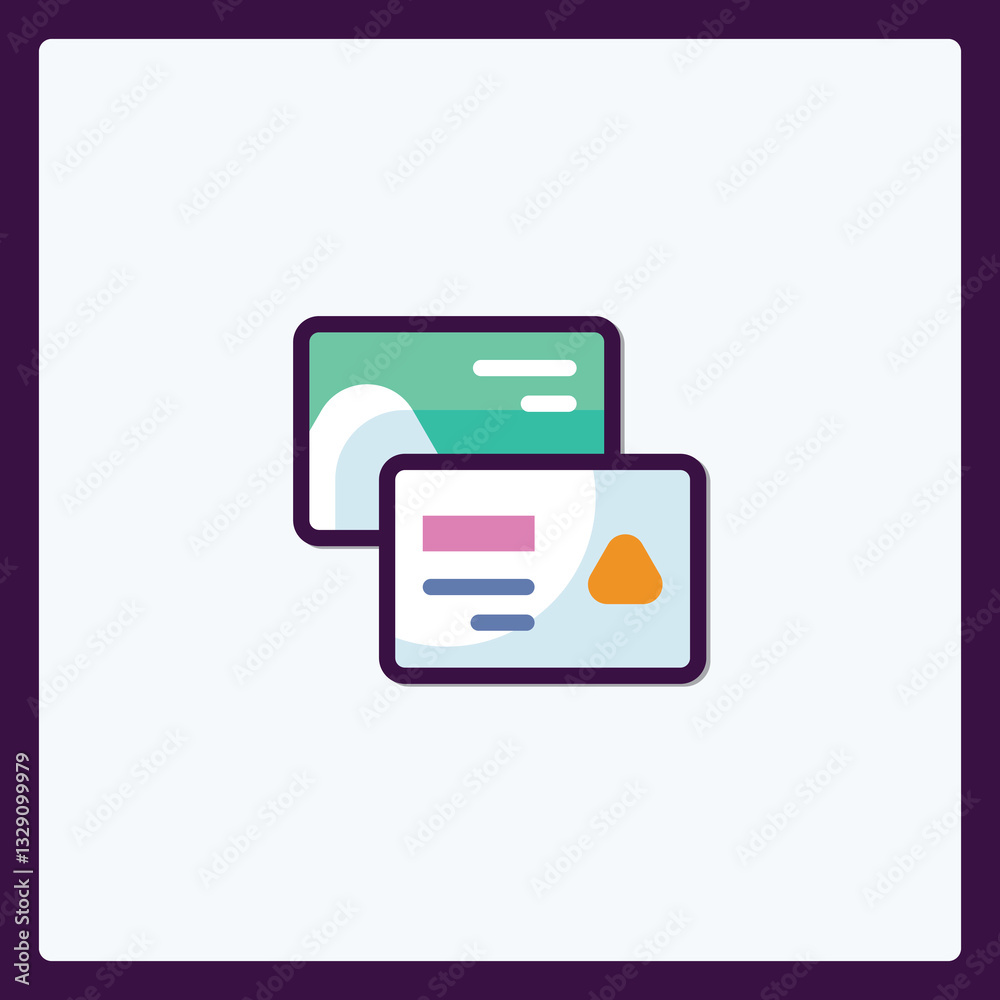 Vibrant presentation cards icon illustration for minimalist designs Vibrant presentation cards icon illustration for minimalist designs