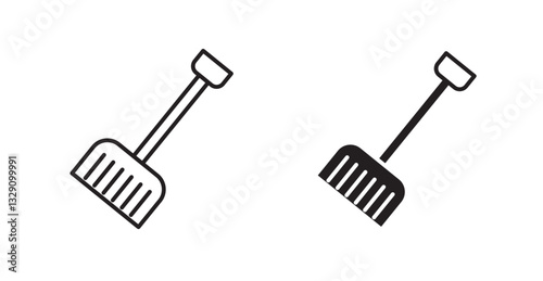 Snow shovel line icon vector set.