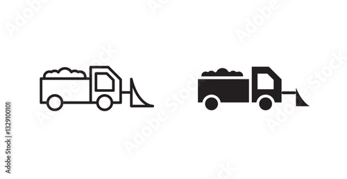 Snowplow line icon vector set.