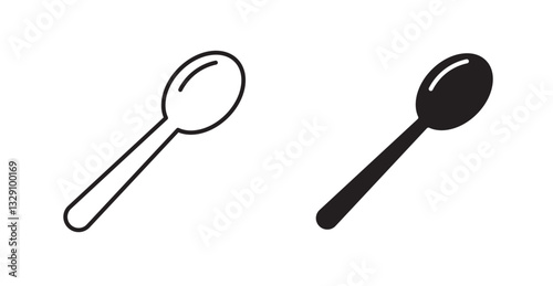 Spoon line icon vector set.