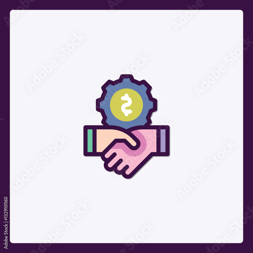 Effective Business Partnership Icon Depicting Collaboration and Financial Growth