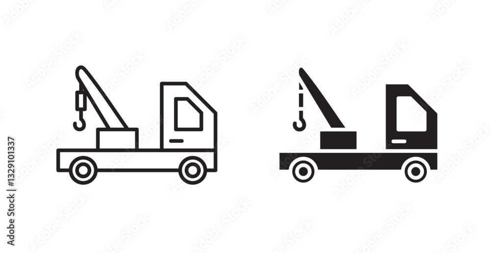 Tow truck line icon vector set. Tow truck line icon vector set.