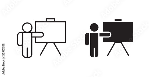 User chalkboard line icon vector set.