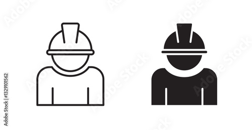 User helmet safety line icon vector set.