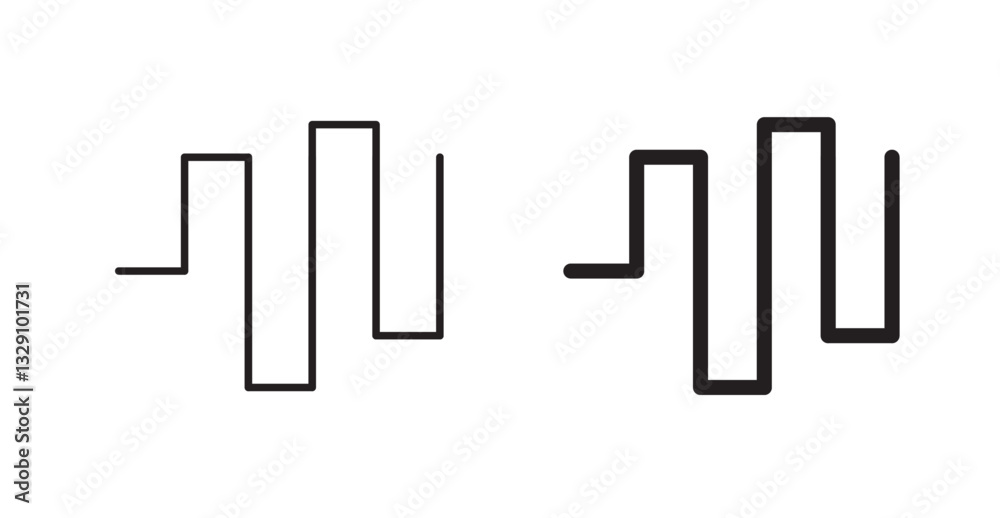 Wave square line icon vector set. Wave square line icon vector set.