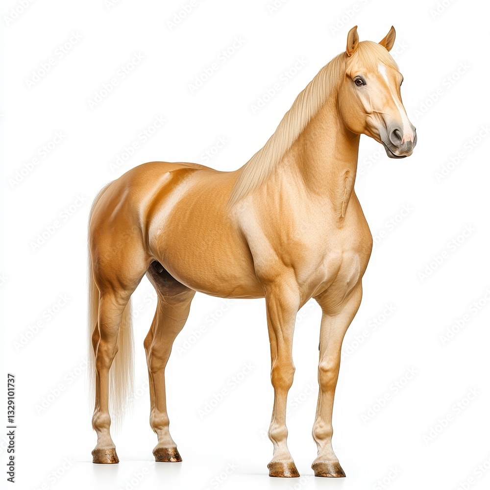Obraz premium Palomino Horse Studio Portrait Against White Background