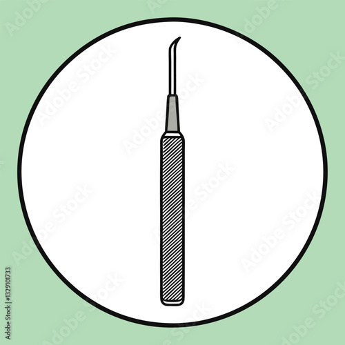 Simple, clean vector graphic of a dental scaler.
